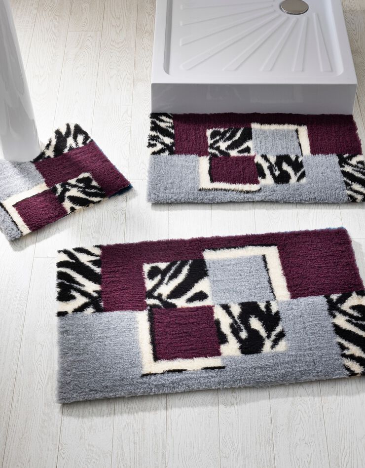Tapis de bain motif ethnique (prune) Tapis de bain motif ethnique (prune)