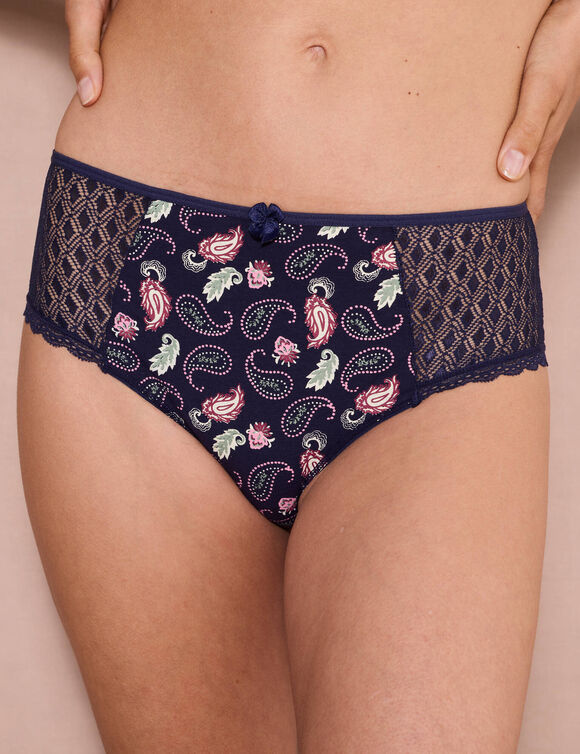 Culotte maxi coton dentelle imprimé cachemire Coria - lot de 2 (bleu)