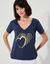 T-shirt col V imprimé doré (marine)