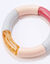 Bracelet élastiqué perles tubulaires, lot de 2 (rose / écru)