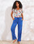 T-shirt col V doré, imprimé floral (écru)