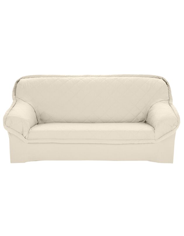 Housse bachette matelassée coton uni fauteuils canapés accoudoirs (écru)