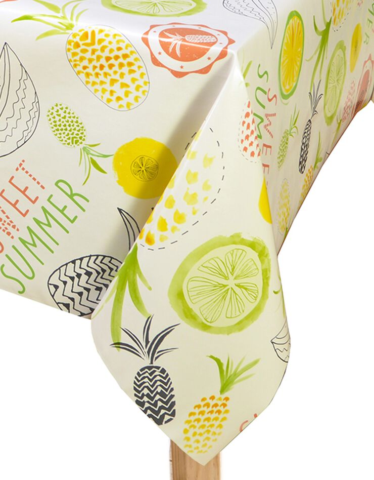 Nappe toile cirée imprimée fruits d'été (jaune) Nappe toile cirée imprimée fruits d'été (jaune)