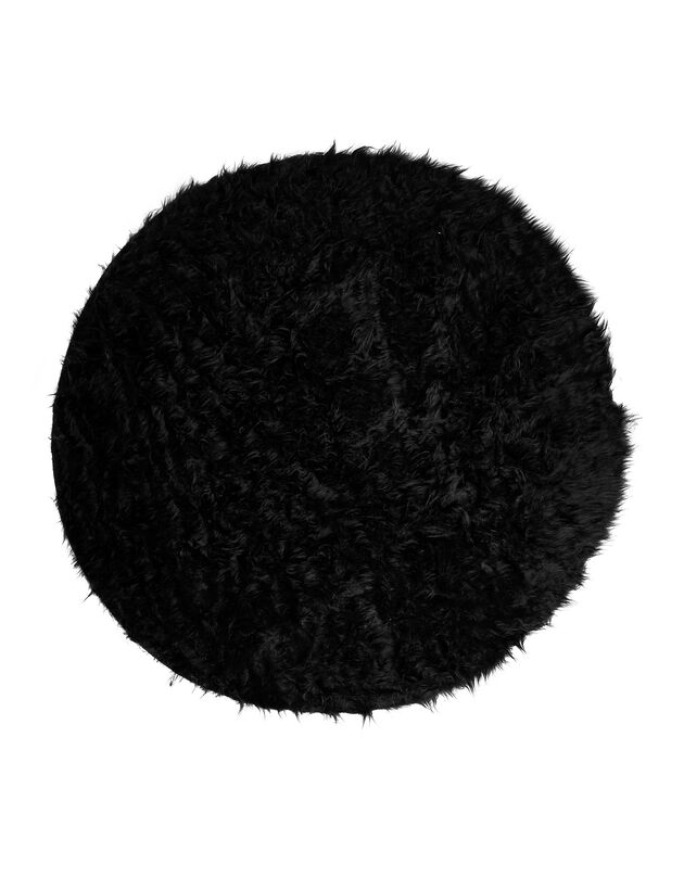 Tapis rond poils longs (noir)