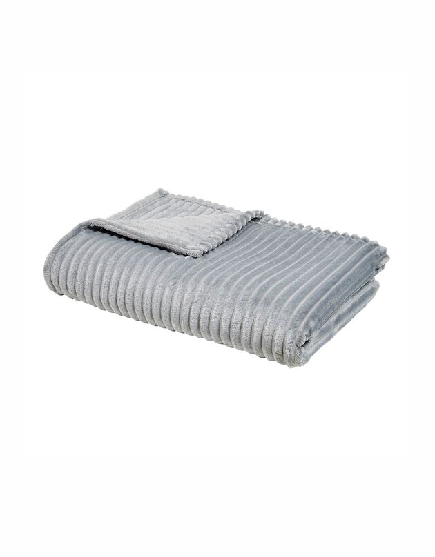 Plaid polaire toucher peluche - texturé (gris clair)