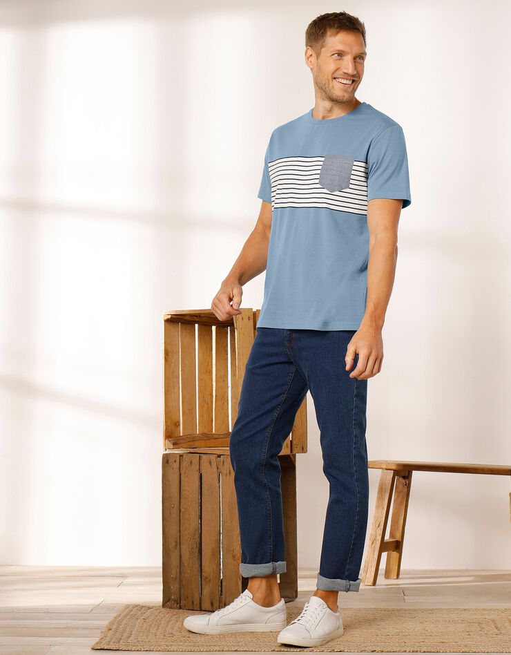 Tee-shirt rayé manches courtes (bleu) Tee-shirt rayé manches courtes (bleu)