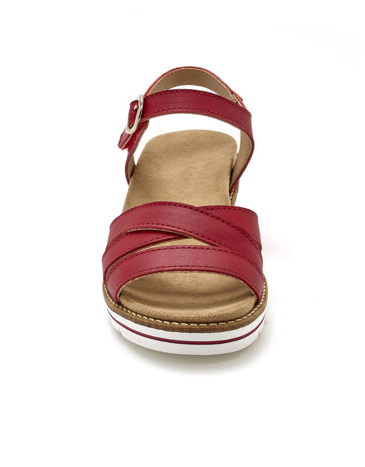 Sandales cuir brides croisées  (rouge)