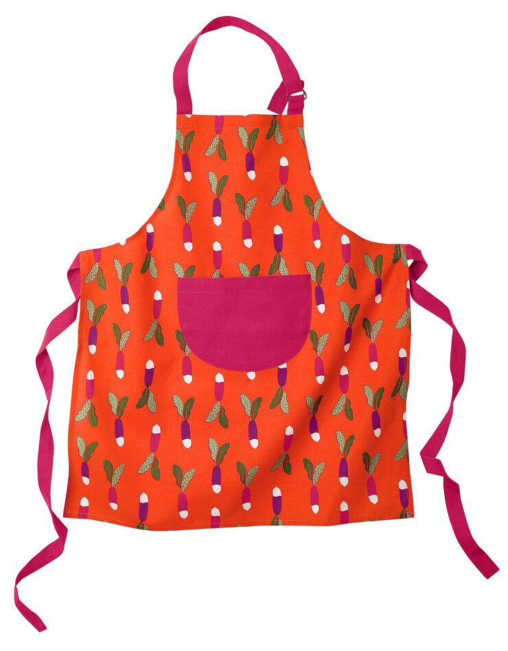 Tablier cuisine forme bavette motif radis (orange) Tablier cuisine forme bavette motif radis (orange)