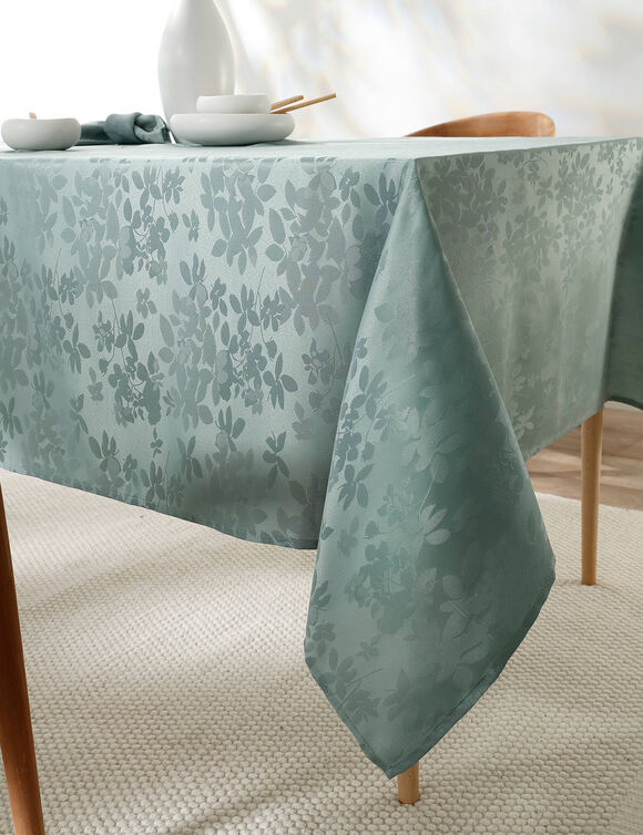 Nappe damass&eacute;e feuillages (eucalyptus)