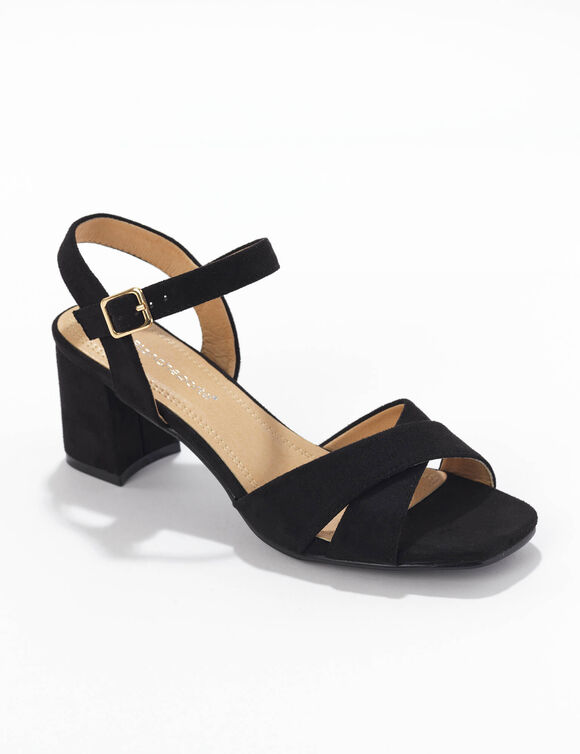Sandales à talon brides croisées (noir)