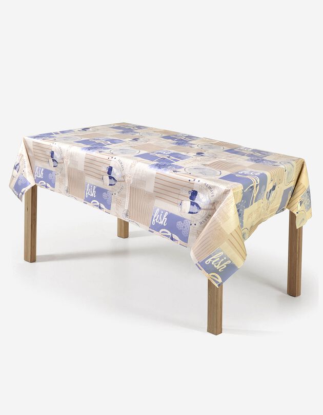 Nappe toile cirée imprimé bord de mer (bleu) Nappe toile cirée imprimé bord de mer (bleu)