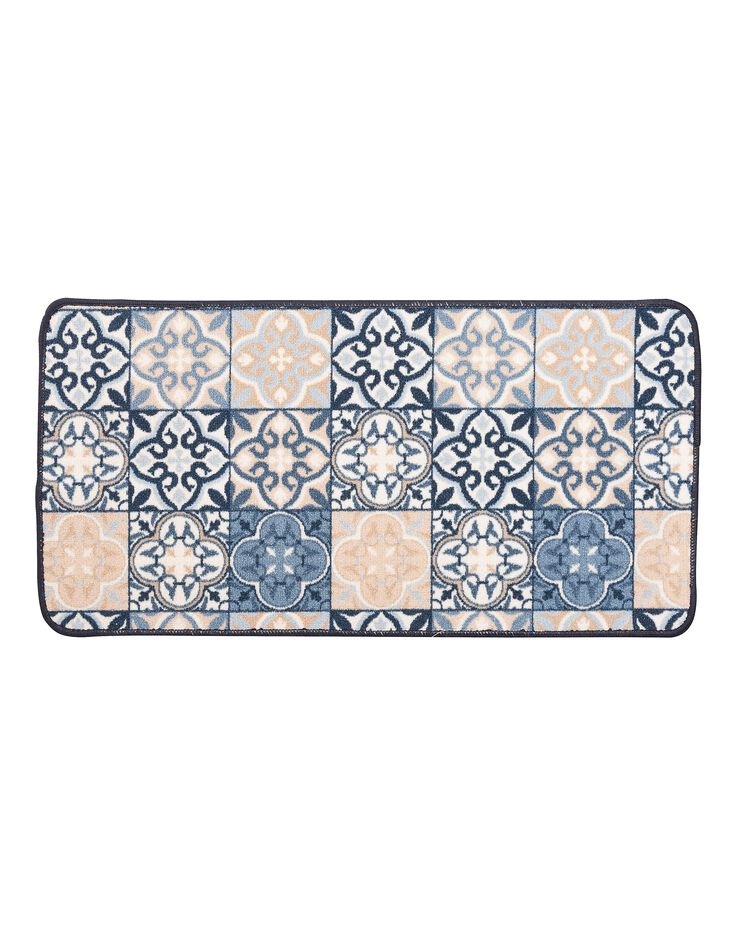 Tapis cuisine motif carreaux de ciment (bleu) Tapis cuisine motif carreaux de ciment (bleu)