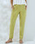 Pantalon coupe mom coton-lin uni (vert mousse)