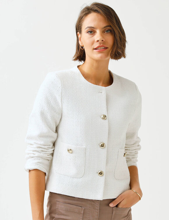 Veste boutonnée, tweed (écru)