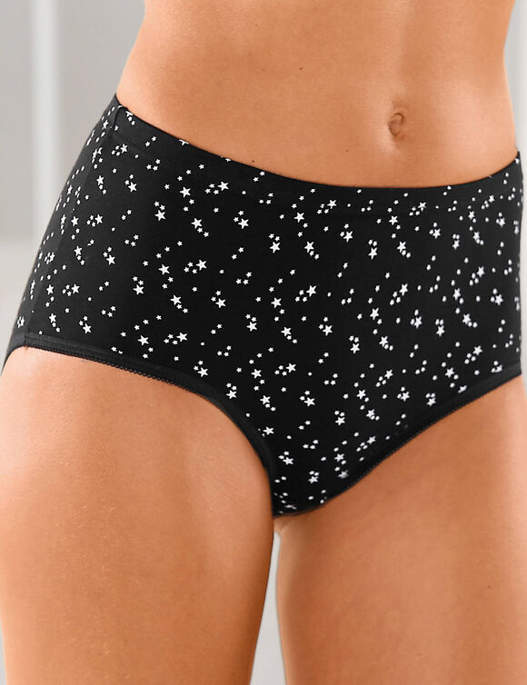 Culotte coton maxi imprimé étoiles - lot de 6 (noir / blanc)