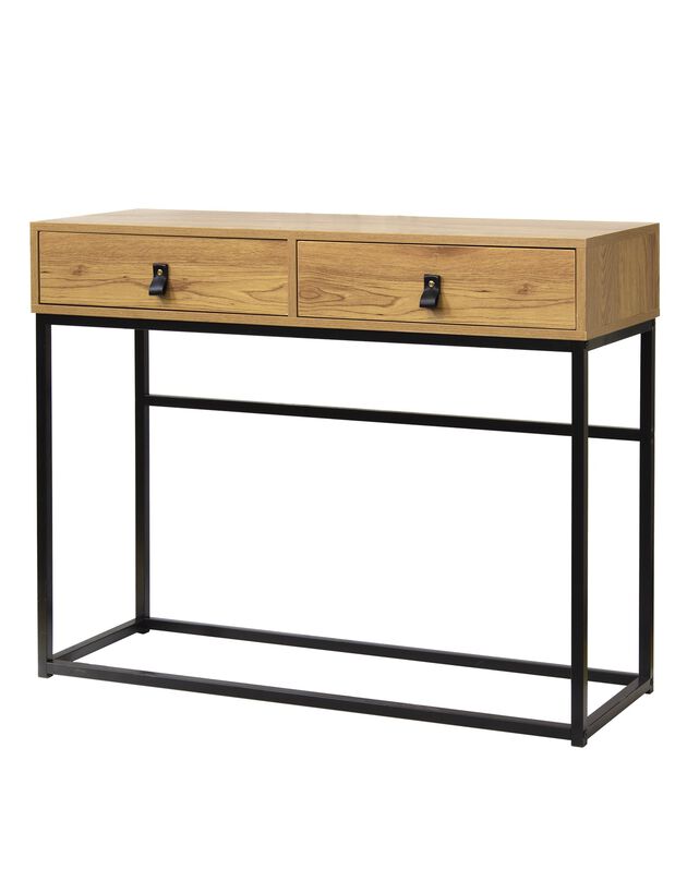 Console STOCKIES style industriel - 2 tiroirs (naturel)