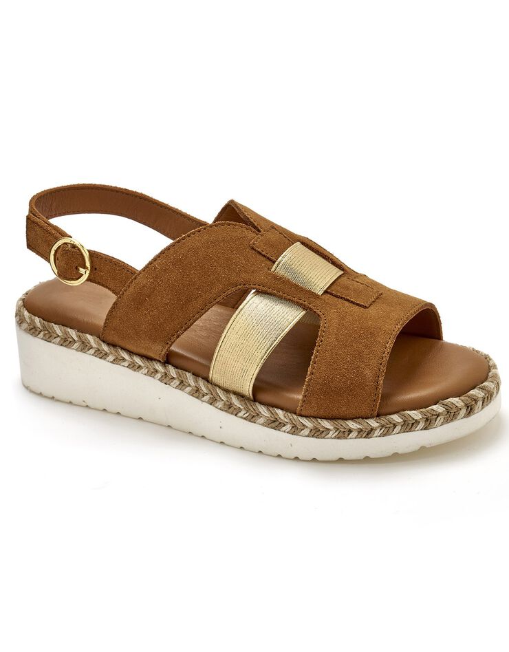 Sandales ouvertes compensées style sabot (marron) Sandales ouvertes compensées style sabot (marron)