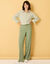 Pantalon large taille élastiquée, crêpe (vert grisé)