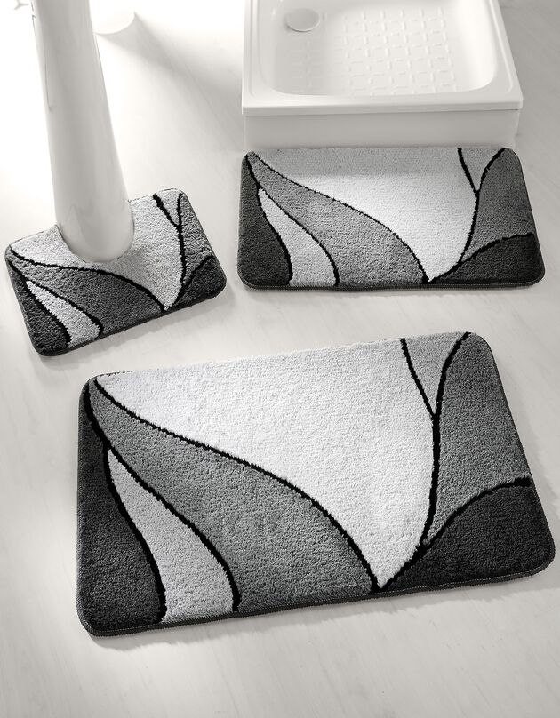 Tapis de bain motif végétal (gris)