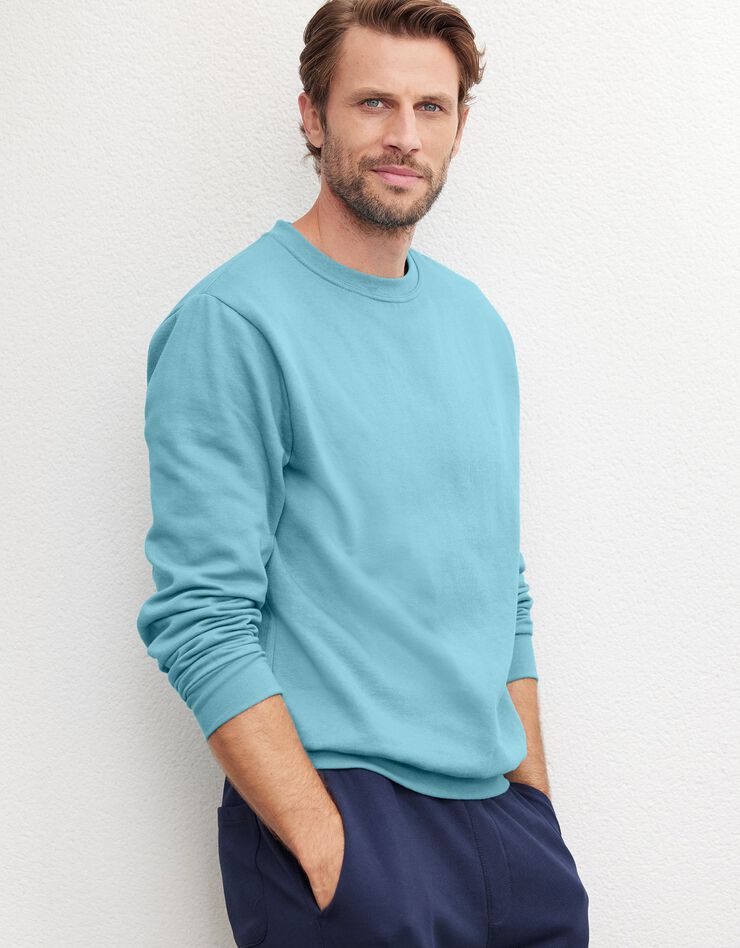 Sweat molleton col rond (bleu vert)