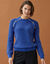 Pull boutonn&eacute; maille anglaise et fil brillant (bleu dur)