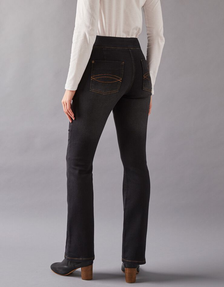 Jean bootcut ultra confort, maille effet denim, petite stature (black)