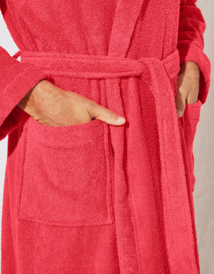 Peignoir mixte adulte col capuche éponge bouclette (corail) Peignoir mixte adulte col capuche éponge bouclette (corail)