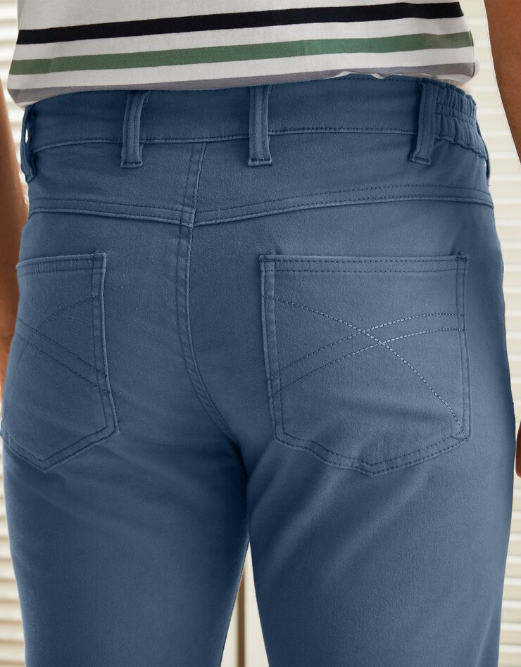 Pantalon droit 5 poches twill coton extensible (bleu grisé) Pantalon droit 5 poches twill coton extensible (bleu grisé)