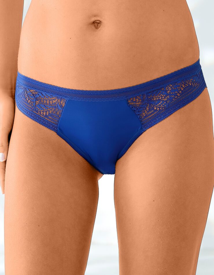 Culotte forme midi microfibre et dentelle stretch - lot de 2 (bleu) Culotte forme midi microfibre et dentelle stretch - lot de 2 (bleu)