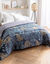 Couette microfibre imprimée Feuilles 400 g/m² (bleu canard / miel)