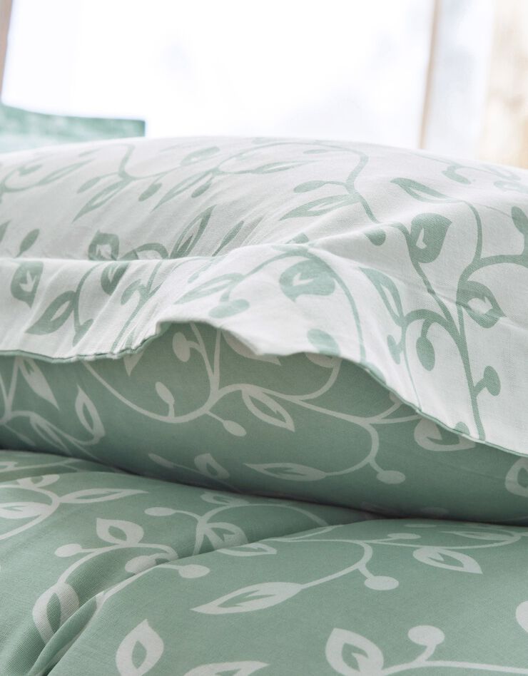 Linge de lit Héritage en coton à motifs volutes (vert / blanc)