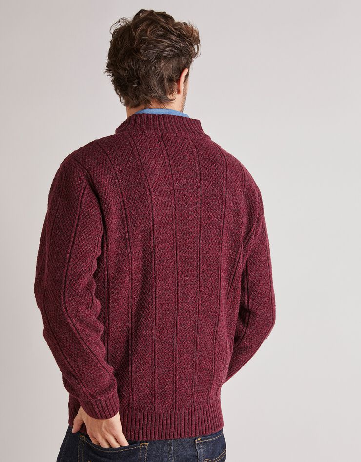 Gilet zippé irlandais homme (bordeaux chiné) Gilet zippé irlandais homme (bordeaux chiné)