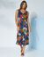 Robe longue imprimée sans manches (marine / corail)