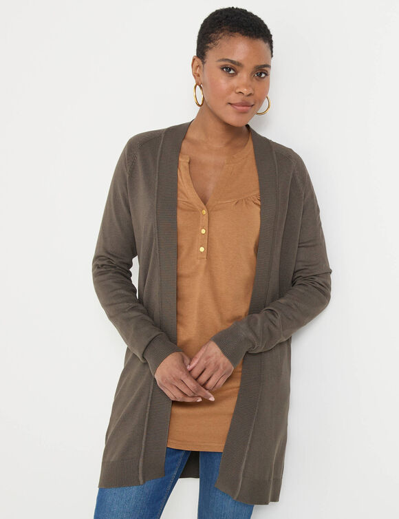 Gilet porter ouvert, manches longues (kaki)