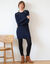 Pull tunique boutons fantaisie toucher doux (bleu encre)