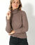 Pull col roulé, maille côtelée (taupe)