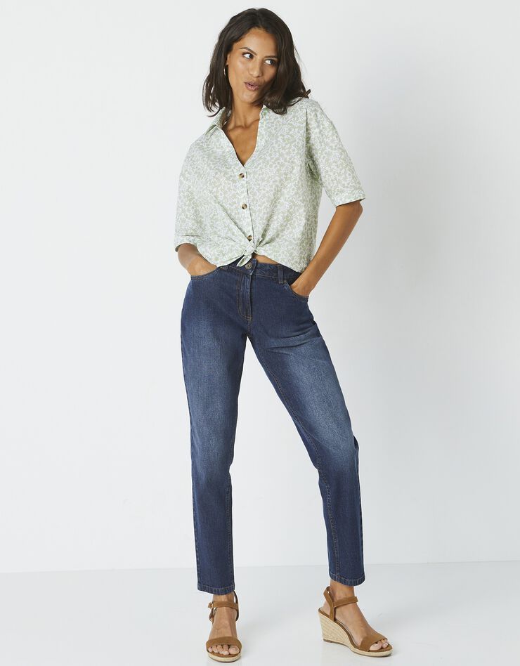 Chemise manches coudes imprimé fleuri, spécial petites (vert amande / blanc) Chemise manches coudes imprimé fleuri, spécial petites (vert amande / blanc)