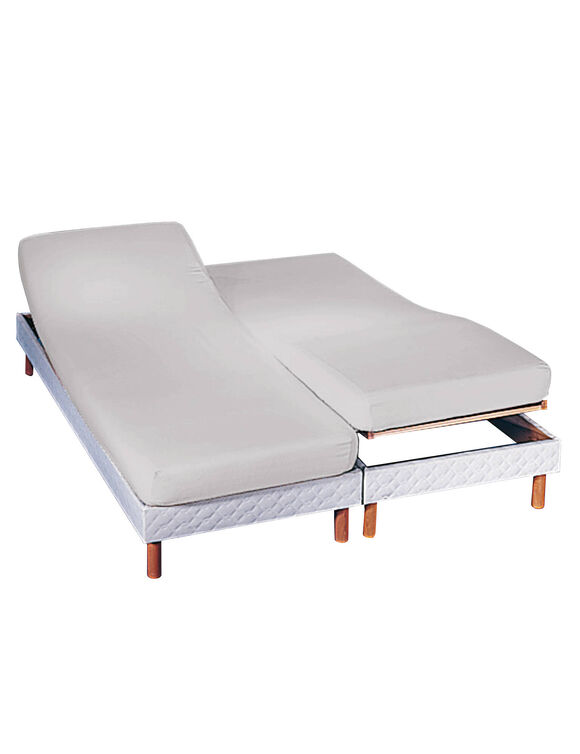 Drap-housse uni sommier articulé jersey bonnets 27 cm (gris perle)