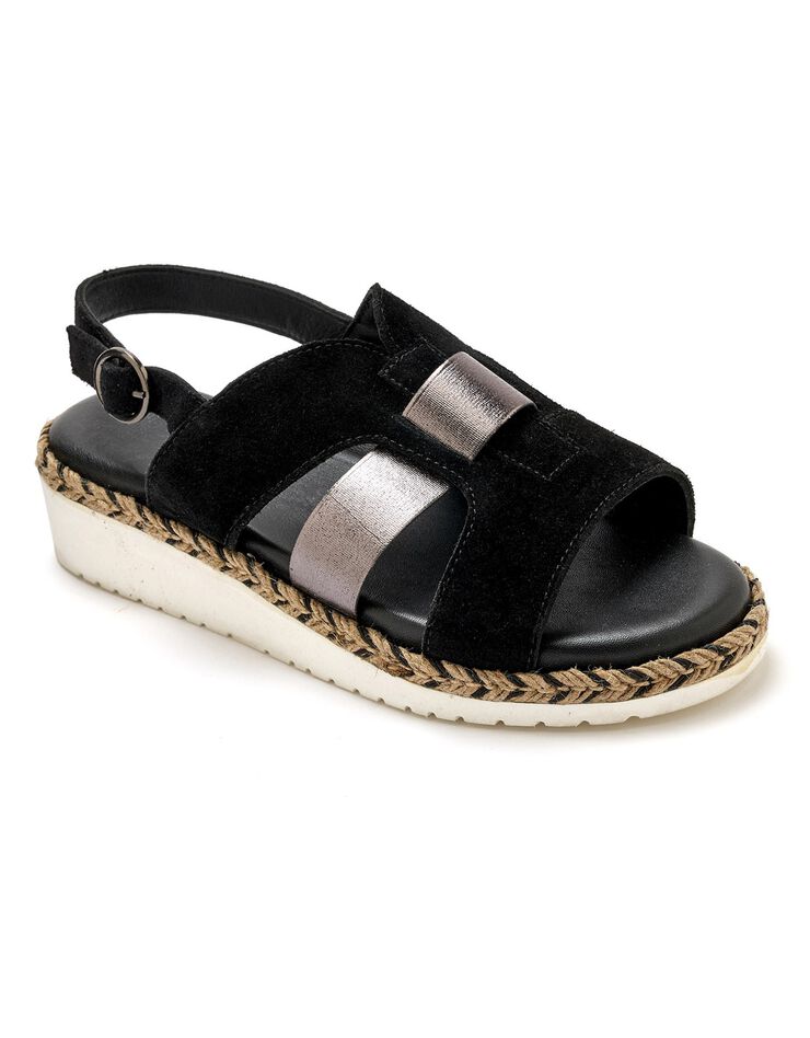 Sandales ouvertes compensées style sabot (noir) Sandales ouvertes compensées style sabot (noir)