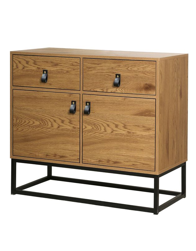 Commode STOCKIES style industriel 2 portes, 2 tiroirs (naturel)