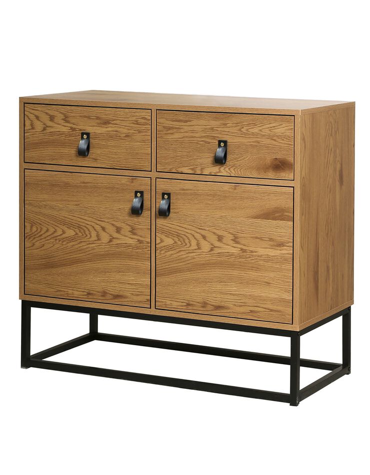 Commode STOCKIES style industriel 2 portes, 2 tiroirs (naturel)