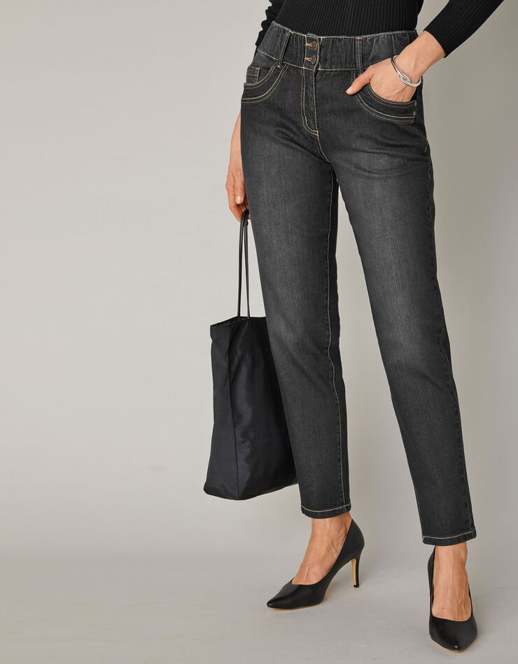 Jean mom taille élastiquée stretch (black)