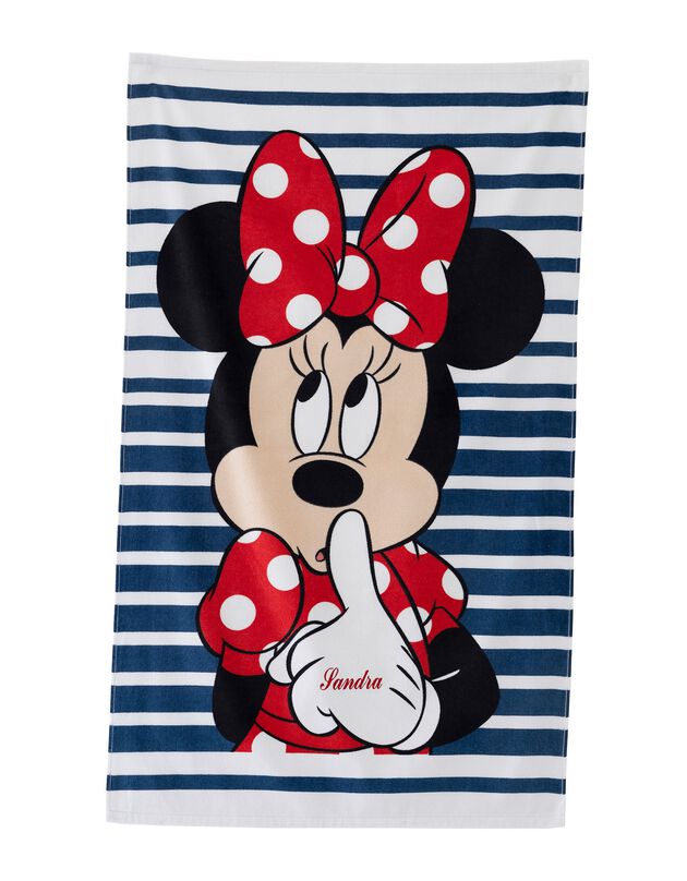 Drap de bain enfant Disney® Minnie personnalisable - éponge (rouge / bleu)