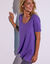 T-shirt uni col rond, coton biologique(**) (iris)