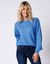 Pull col bateau, maille anglaise toucher doux (bleu lavande)