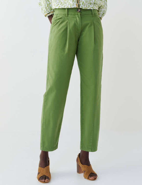 Pantalon &agrave; pinces (vert mousse)