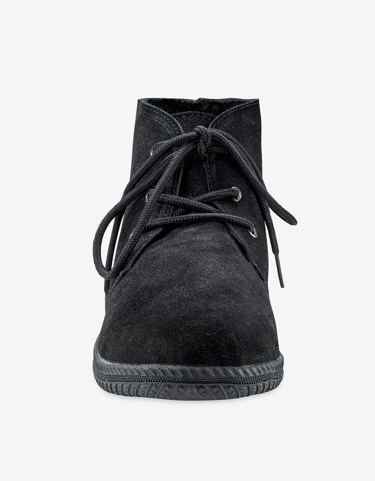 Bottines à lacet en croûte de cuir (noir)