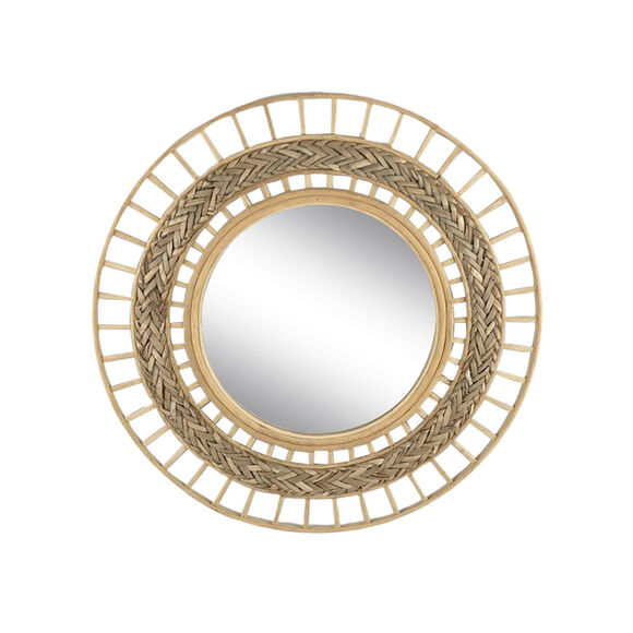 Miroir mural rond rotin et jonc (naturel)