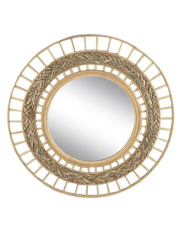 Miroir mural rond rotin et jonc (naturel)