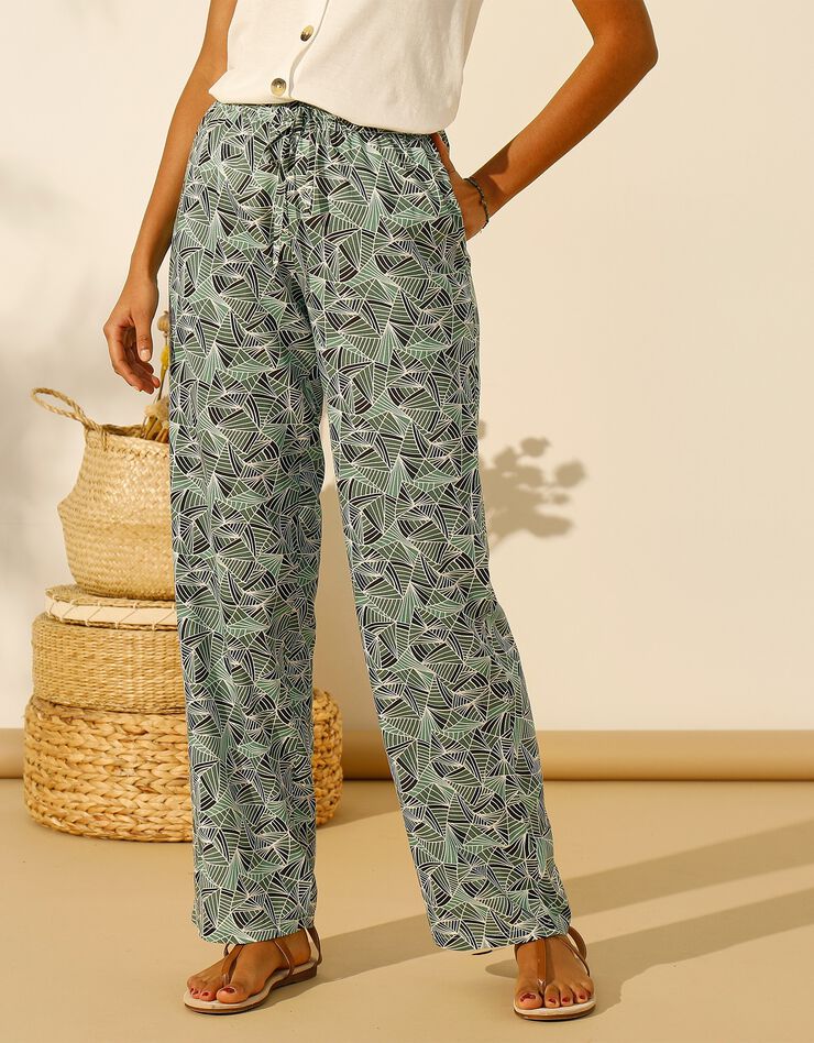 Pantalon fluide imprimé (kaki) Pantalon fluide imprimé (kaki)